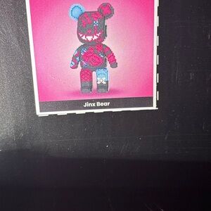 Jinx Bear Pixel Art Print - Pink & Blue Bear Illustration teddy’s blocks